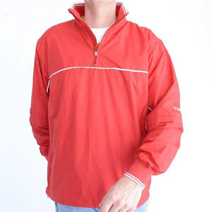 Antigua Red  Quarter Zip w Removable Sleeves Golf Windbreaker Size Medium